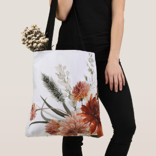 Tote Bag Bouquet floral automnal bohème rouille