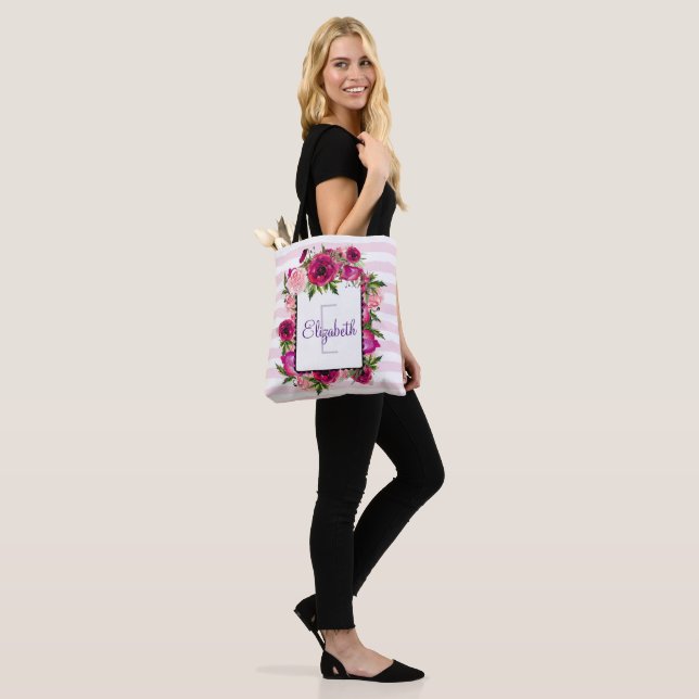 Tote Bag Bouquet floral rose et pavot Personnalisé (Sur le modèle)