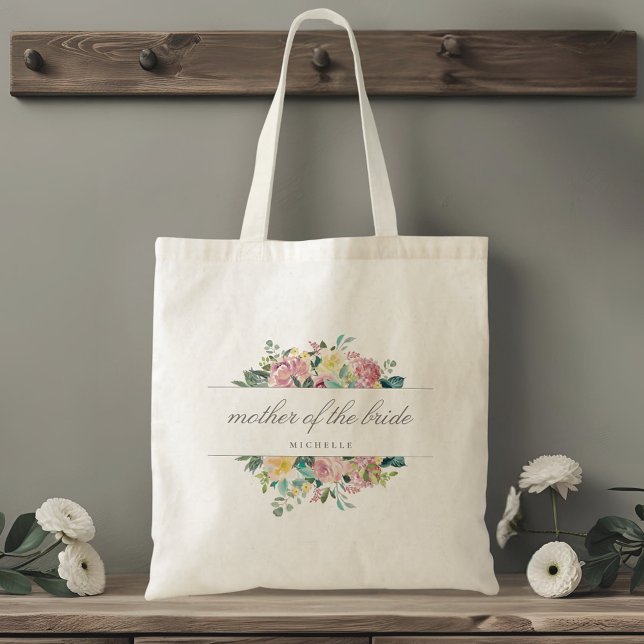 Tote Bag Bouquet Floral Rose Mère de la Mariée Cadeau (Créateur téléchargé)