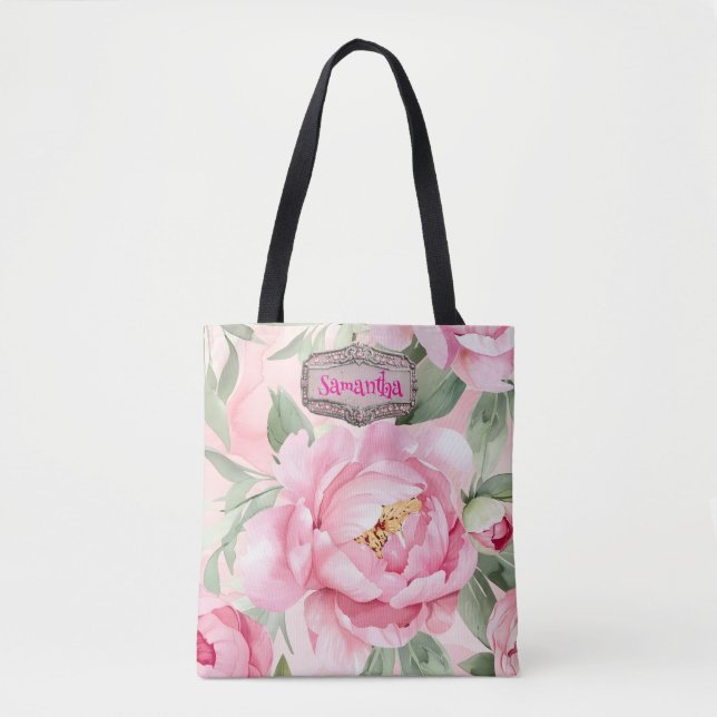 Tote Bag Bouquet floral rose pâle Mariage Bridesmaid (Devant)