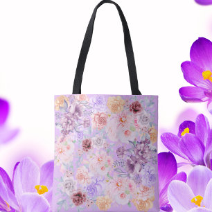 Tote Bag Bouquet floral Shabby Chic Lilac