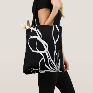 Tote Bag Bouquet Noir : Abstrait noir et blanc