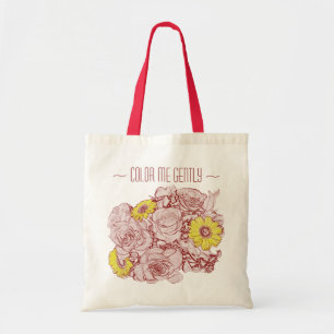 Tote Bag Bouquet personnalisé de marguerite jaune et de ros