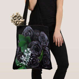 Tote Bag Bouquet Rose noir Fourre-tout