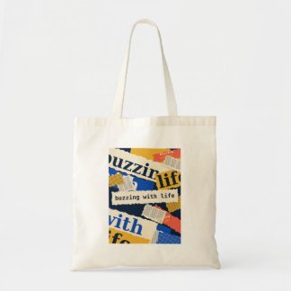 Tote Bag Bourdonnant de Vie Collage de Typographie Rétro