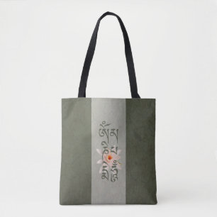 Tote Bag Bourdonnement Lotus de l'OM Mani Padme - bleu-vert
