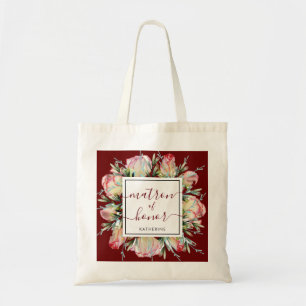 Tote Bag Bourgogne Blush rose Floral Matron d'honneur Maria