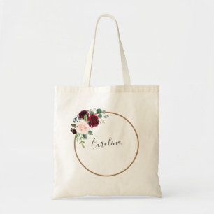 Tote Bag Bourgogne Florale Et Marsala