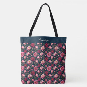 Tote Bag Bourgogne foncée et rose