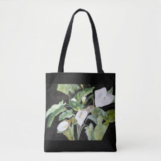 Tote Bag Bourse pélicans en aquarelle fonds noir