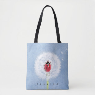 Tote Bag Bouton mignon de Ladybug sur Dandelion Nature