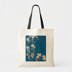 Tote Bag Bouvreuil sur une branche pleurante de cerise par