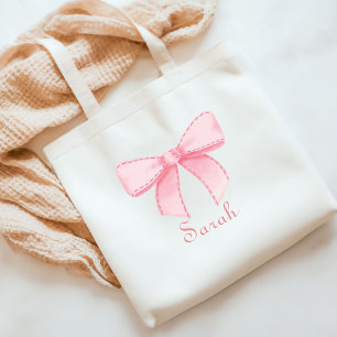 Tote Bag Bow Nom rose Fourre-tout Bachelorette cadeau Bride