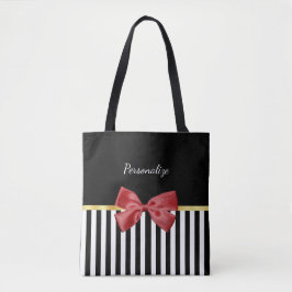 Tote Bag Bow rouge classique Grandes noires et blanches ave