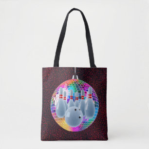 Tote Bag Bowling Neon Disco Ball Parties scintillant Annive