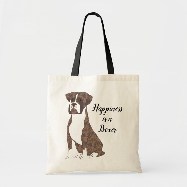Tote Bag Boxer Brindle Shopping Fourre-tout avec texte pers (Devant)