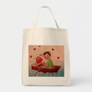 Tote Bag Boy Holding Heart in Boat