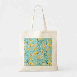 Tote Bag Branche de bataille d'or en bleu