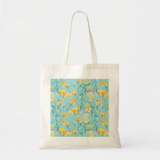 Tote Bag Branche de bataille d'or en bleu