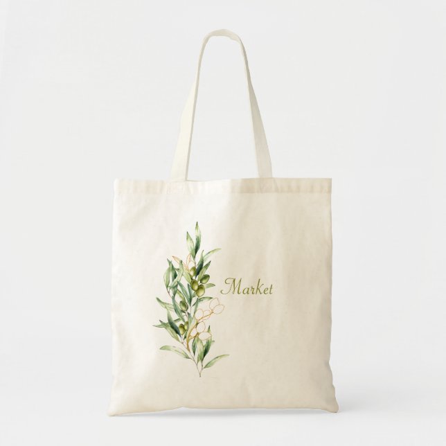 Tote Bag Branche d'olive aquarelle (Devant)