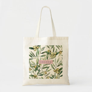 Tote Bag Branche d'olivier aquarelle élégante personnalisée
