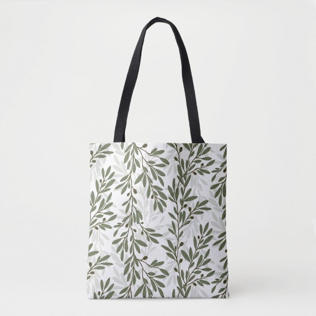 Tote Bag Branche d'olivier vert Motif méditerranéen (Devant)