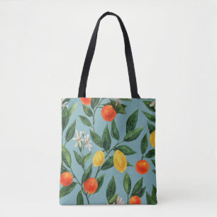 Tote Bag Branches d'agrumes : Motif ornemental aquarelle