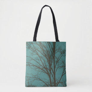 Tote Bag Branches d'arbre vert sarcelle marron