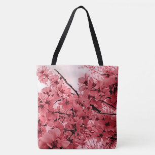 Tote Bag Branches de cerisier ornemental rose stylisé