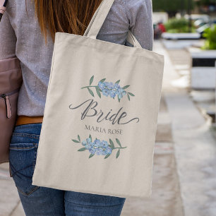 Tote Bag Bride bleue florale personnalisée