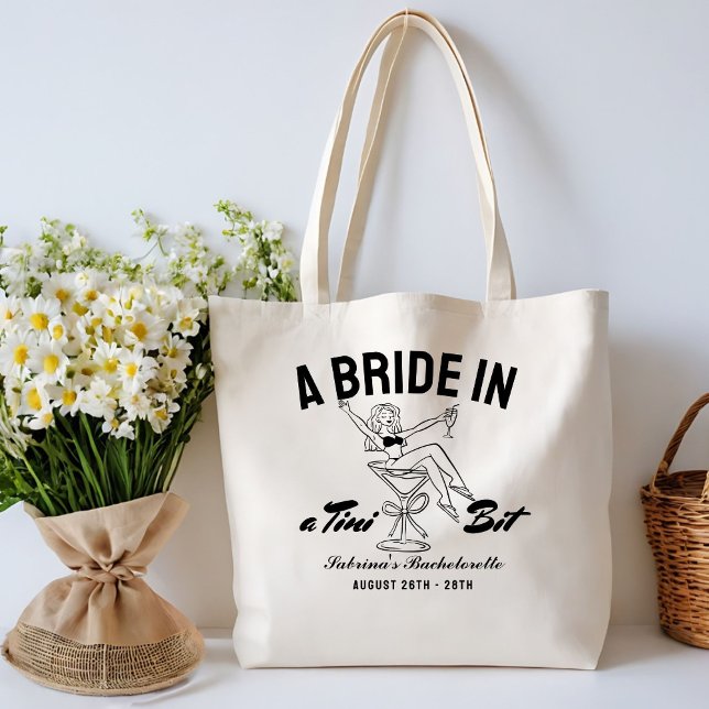 Tote Bag Bride in a tini bit martini bachelorette Espresso (Créateur téléchargé)