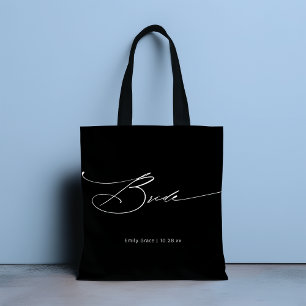 Tote Bag Bride Modern Elegant Script Mariage Nom personnali