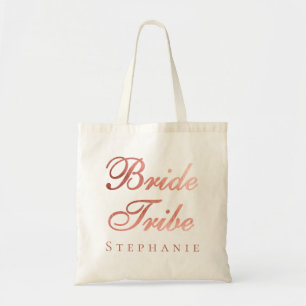 Tote Bag Bride Tribe Rose Gold Calligraphy Bridesmaid Nom