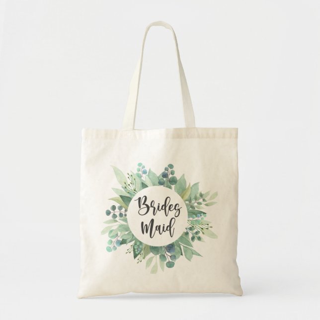Tote Bag Bridesmaid Cadeau Eucalyptus Mariage de verdure Fo (Devant)