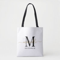 Bridesmaid Cadeau Or Monogramme Blanc