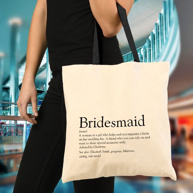 Tote Bag Bridesmaid Définition personnalisée Favoriser (Bridesmaid Personalized Definition Favor Tote Bag)