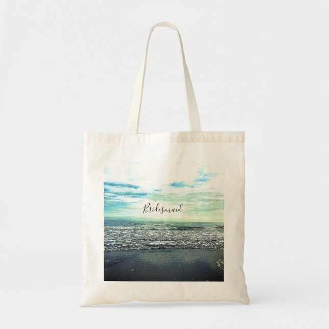Tote Bag Bridesmaid Gift Party Favor Beach Océan Abstrait (Devant)