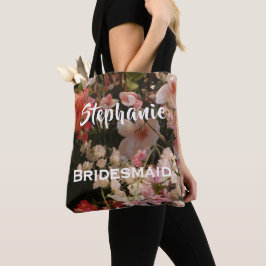 Tote Bag Bridesmaid Nom personnalisé Beaucoup de fleurs Flo