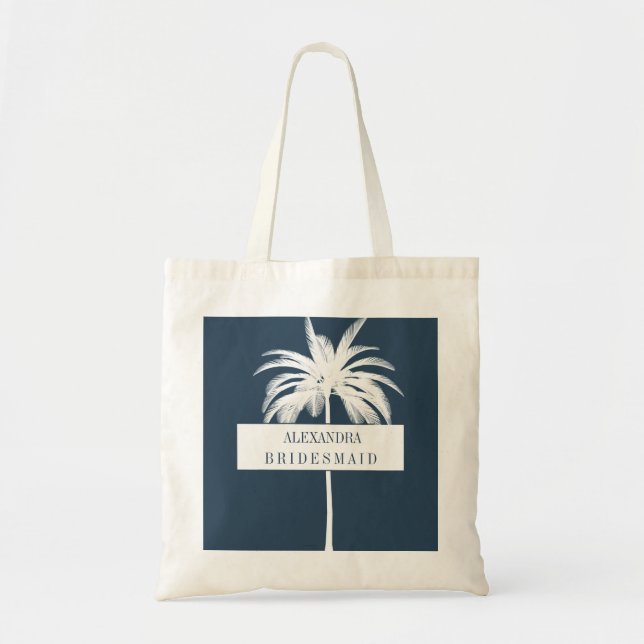 Tote Bag Bridesmaid Palm Tree Blanc Élégant Moderne Chic (Devant)