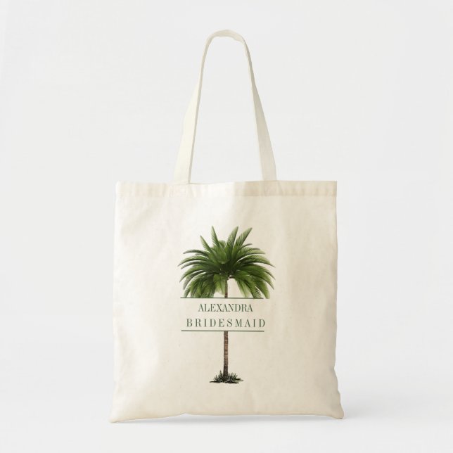 Tote Bag Bridesmaid Palm Tree élégant moderne chic (Devant)