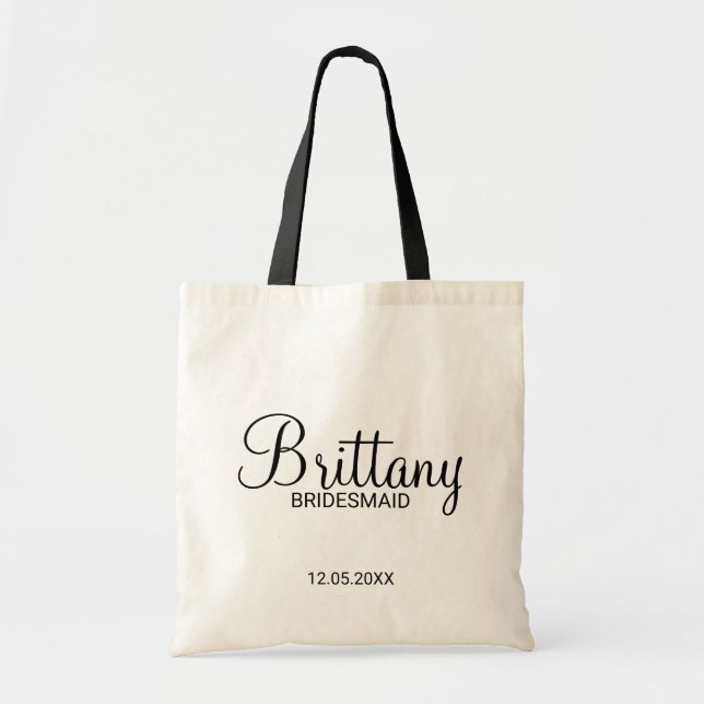 Tote Bag Bridesmaitres personnalisées en noir et blanc mode (Devant)