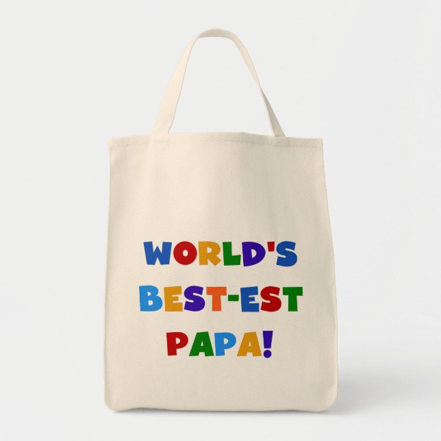 Tote Bag Bright Colours World's Best Papa Tshirts and Gifts (Devant)