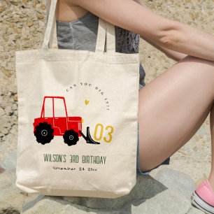 Tote Bag Bright Red Yellow Digger Enfants N'importe quel âg