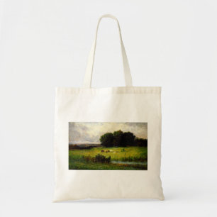 Tote Bag Bright Scene of Cattle near Stream - Edward Mitche