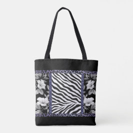 Tote Bag Brillant de glamour zèbre noir et blanc