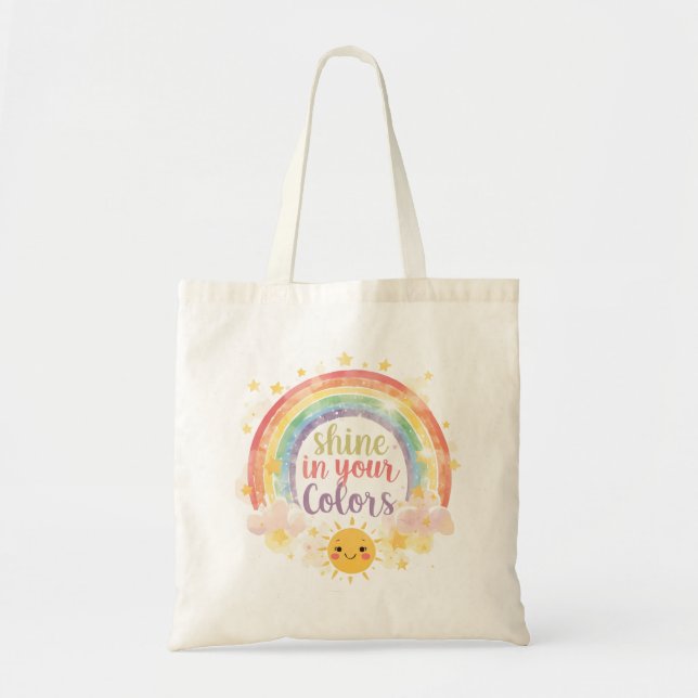 Tote Bag Briller dans vos couleurs Rainbow Citation Pride A (Devant)