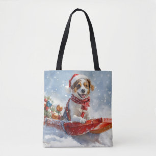 Tote Bag Brittany Spaniel Chien en Traîneau Noël