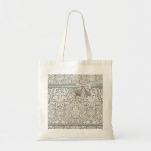 Tote Bag brocade en dentelle blanche élégante