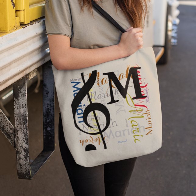 Tote Bag Brochure de note de musique de clef Trek monogramm (take music wherever you go)