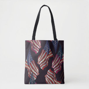 Tote Bag Broderie du drapeau américain : motif patriotique.